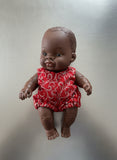 Romper - to suit 21cm Miniland Doll - Christmas Red with Silver Swirls