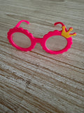 Doll Glasses - Clear lens - spectacle style - Crown - Hot Pink