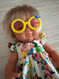 Doll Glasses - Clear lens - spectacle style - Crown - Yellow
