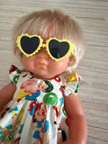 Doll Glasses - Hearts - Yellow