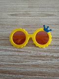 Doll Glasses - Clear lens - spectacle style - Crown - Yellow