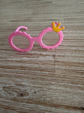 Doll Glasses - Clear lens - spectacle style - Crown - Pink