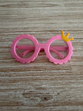 Doll Glasses - Clear lens - spectacle style - Crown - Pink