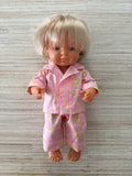 Pyjama Set - to suit 38cm Miniland Doll.  Will also fit 34cm Mini Coletto, Minikane and Paola Reina Grande Dolls - Pink Delight