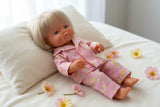 Pyjama Set - to suit 38cm Miniland Doll.  Will also fit 34cm Mini Coletto, Minikane and Paola Reina Grande Dolls - Pink Delight