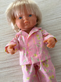 Pyjama Set - to suit 38cm Miniland Doll.  Will also fit 34cm Mini Coletto, Minikane and Paola Reina Grande Dolls - Pink Delight