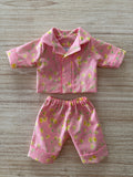 Pyjama Set - to suit 38cm Miniland Doll.  Will also fit 34cm Mini Coletto, Minikane and Paola Reina Grande Dolls - Pink Delight
