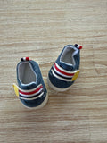 Trainers Velcro Shoes to suit 38cm Miniland Doll - Denim with Red White & Blue Stripes