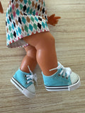 Trainers  Lace up Shoes to suit 38cm Miniland Doll - Canvas - Aqua