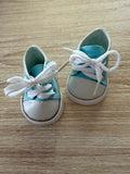Trainers  Lace up Shoes to suit 38cm Miniland Doll - Canvas - Aqua