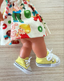 Trainers  Lace up Shoes to suit 38cm Miniland Doll - Canvas - Lemon