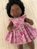 Dress Set - to suit 38cm Miniland Doll - Butterflies among the flowers