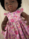 Dress Set - to suit 38cm Miniland Doll - Butterflies among the flowers