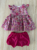 Dress Set - to suit 38cm Miniland Doll - Butterflies among the flowers