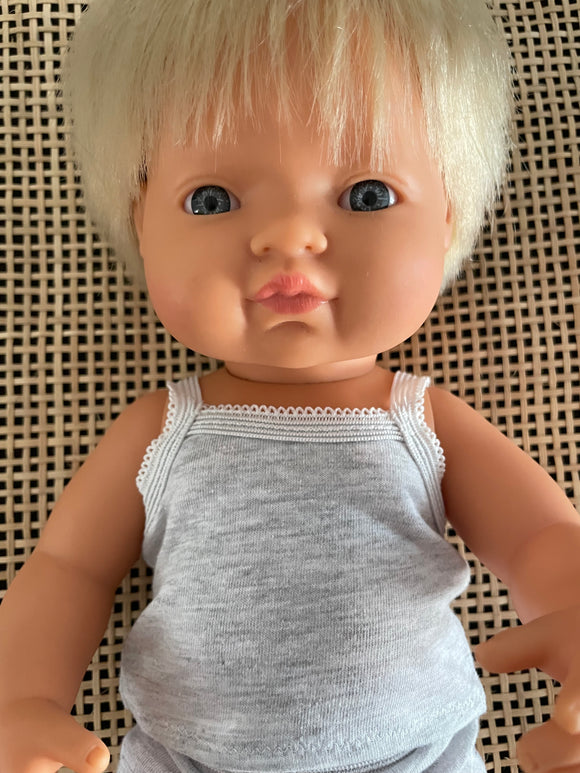 Underwear - Singlet to suit 38cm Miniland Doll - Grey