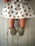 Shoes to suit 38cm Miniland Doll - Leather Loafers - Gold