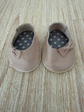 Shoes to suit 38cm Miniland Doll - Soft Leather Shoes with Bow in Pale Blush Pink
