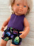 Shorts Set to suit 38cm Miniland Doll - Spooky Pumpkins