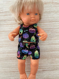 Shorts Set to suit 38cm Miniland Doll - Spooky Pumpkins