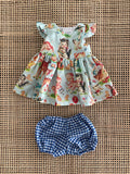 Dress Set - to suit 38cm Miniland Doll - Kitch Animals in Blue