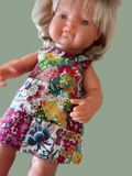Dress Set - PINNY - to suit 38cm Miniland Doll - Liberty Patchwork Bright