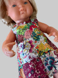 Dress Set - PINNY - to suit 38cm Miniland Doll - Liberty Patchwork Bright