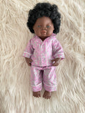 Pyjama Set - to suit 38cm Miniland Doll.  Will also fit 32cm soft body Miniland Doll and 34cm Mini Coletto, Minikane and Paola Reina Grande Dolls - Liberty London - Capel Peony