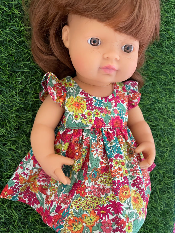 Dress Set - to suit 38cm Miniland Doll - Liberty London - Margaret Annie