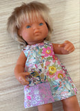 Dress Set - PINNY - to suit 38cm Miniland Doll - Liberty Patchwork Pastel