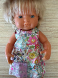 Dress Set - PINNY - to suit 38cm Miniland Doll - Liberty Patchwork Pastel