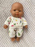 Pyjama Lounge Set to suit 21cm Miniland Doll - Blooming Buds