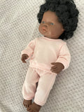 Pyjama Lounge Set to suit 38cm and 32cm soft body Miniland Doll - Baby Pink
