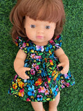 Dress Set - to suit 38cm Miniland Doll - Midnight Flowers