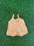 Playsuit - to suit 38cm Miniland Doll.  Will also fit 34cm Mini Coletto, Minikane and Paola Reina Grande Dolls - Orange Roses