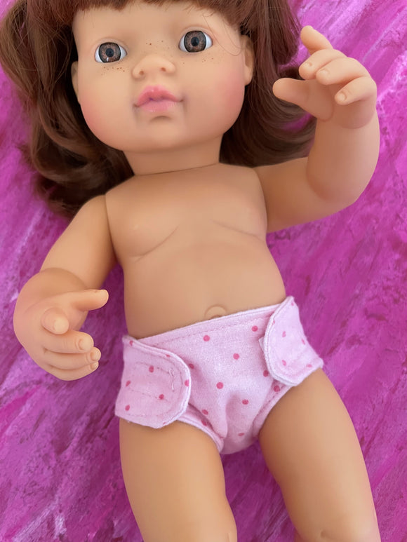 Nappy to suit 38cm Miniland Doll - Pink Dotty
