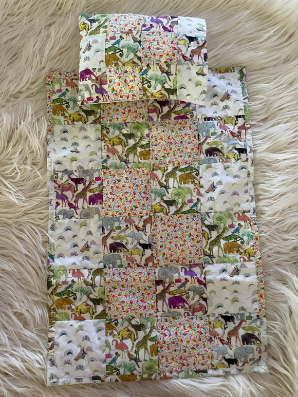 3 piece Bedding Set - Liberty London Patchwork Quilt - Queue for the Zoo