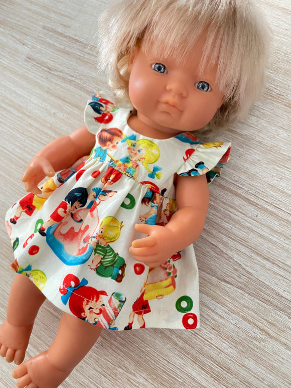 Dress Set - to suit 38cm Miniland Doll - Retro Candy Time