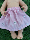 Skirt - to suit 38cm Miniland Doll - Red Stripe with Embroidered Eyelets