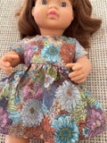Dress Set - to suit 38cm Miniland Doll - Winter Daisy