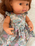 Dress Set - to suit 38cm Miniland Doll - Liberty London - land of dreams - Pastel