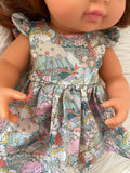 Dress Set - to suit 38cm Miniland Doll - Liberty London - Land of Dreams - Pastel