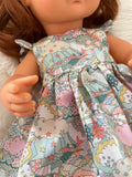 Dress Set - to suit 38cm Miniland Doll - Liberty London - Land of Dreams - Pastel