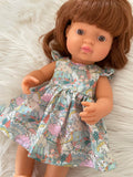 Dress Set - to suit 38cm Miniland Doll - Liberty London - Land of Dreams - Pastel