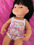 Singlet to suit 38cm Miniland Doll -  Bright flowers - Summertime