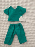 Trousers Set - to suit 38cm Miniland Doll - Scrubs - Green