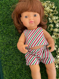 Shorts Set to suit 38cm Miniland Doll - Christmas - Candy Cane stripes