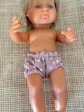 Bloomers - to suit 38cm Miniland Doll - Dusty Pink with Stars