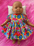 Dress Set - to suit 40cm soft body Miniland Doll - Kasey Rainbow - Bright Floral