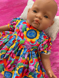 Dress Set - to suit 40cm soft body Miniland Doll - Kasey Rainbow - Bright Floral