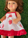 Dress Set - to suit 38cm Miniland Doll - Sundress - Strawberry